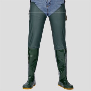 下水单独雨裤涉水裤路亚过膝下海防水超强橡胶封脚打渔郎皮叉用的