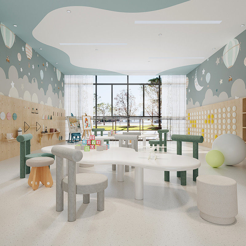 儿童早教培训机构幼儿园异形桌椅装绘空层创意实木手工桌凳订制