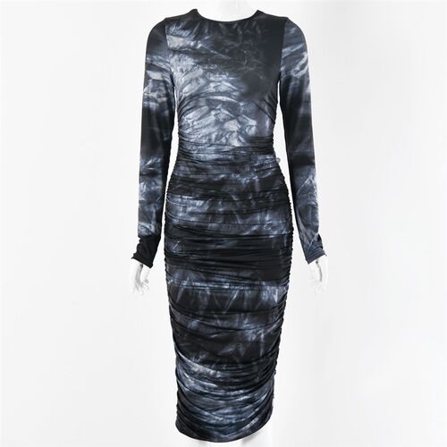 Autumn Long Sleeve Sheath Slim Ruched Mini Bandage Dress