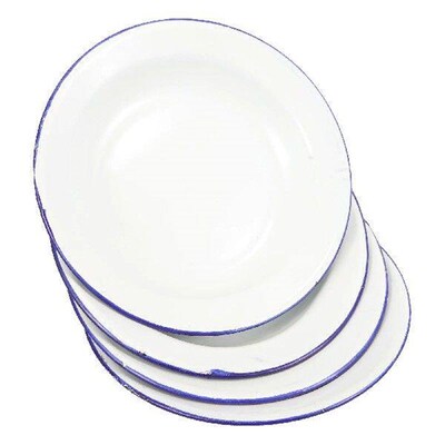 4Pcs Yellow Enamel Plate Vintage Plates Decorative Food