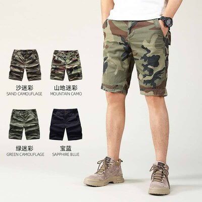 New Summer Mens Camouflage Five-point Workwear Pants Vintag
