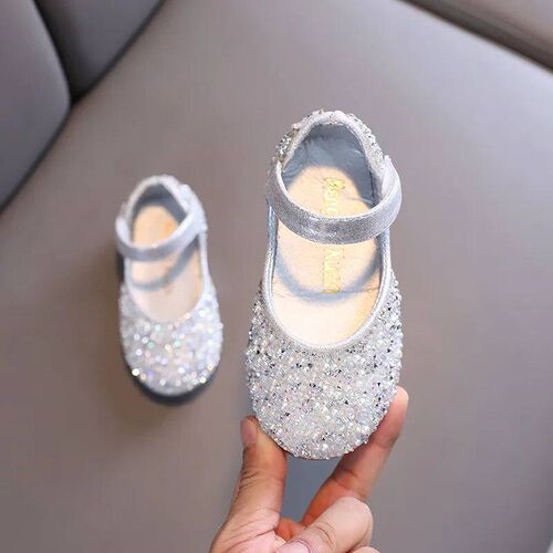 Autumn Girls Rhinestone Leather Shoes 2024 Spring Pearl Bow