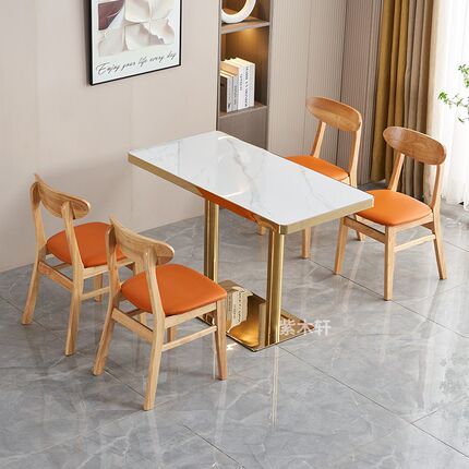 快餐桌椅商用岩板餐桌椅奶茶店面馆小吃店沙县小吃烧烤店餐桌定制