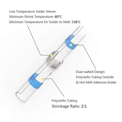 250/100Pcs Solder Seal Wire Connectors - Heat Shrink Solder