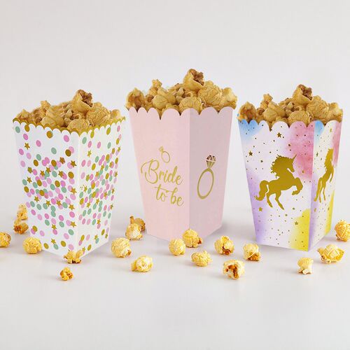 6/12pcs Stripe Dot Star Paper Popcorn Box Snack Candy Boxes