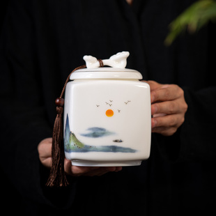 羊脂玉白瓷茶叶罐茶叶礼盒装空盒散茶包装罐密封罐红绿茶罐子高档