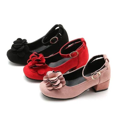 Girls High Heels Shoes for Wedding Party Kids Princess Leath