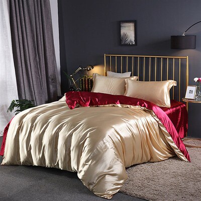 Washed Silk Four-piece Silky Silk Quilt ver Sheet Ice Silk B