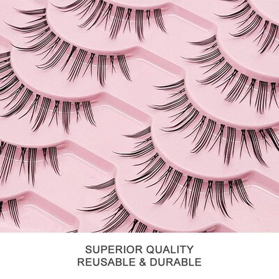 10 pairs Natural Lashes Manga Full Strip Lashes Makeup Bulk