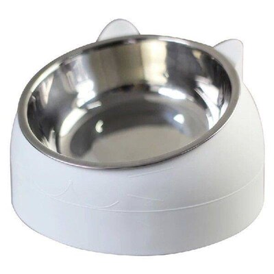 200ml 15 Degrees Tilted Stainless Steel Cat Bowl Non-slip