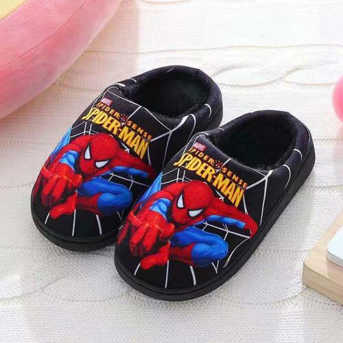 Children Cartoon Spiderman Print Cotton Slipper Soft Autumn