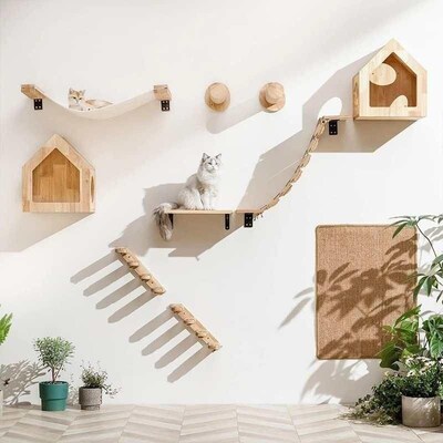 Cat Wall Climbing Shelf Steps Ladder Scratching Post Scratch