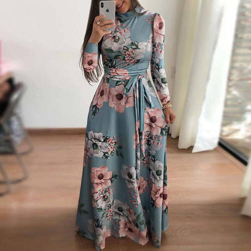 Autumn New Casual Dress Women Short Sleeve Printed Dresses