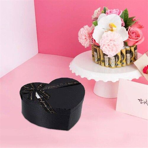 Heart Shaped Black Gift Box Boxes for Flowers Candy Giving
