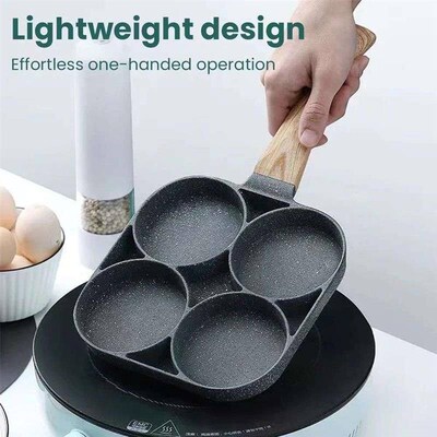 New McRib Four Hole Omelette Pan Flat Bottom NonStick Egg P