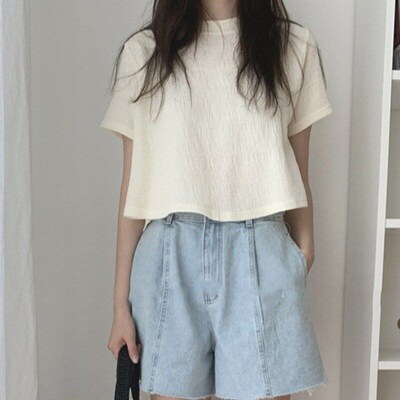 Irrregular Tee Shirt Women Summer Design Sense Loose Half Sl