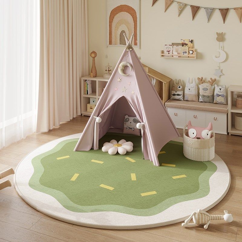 儿童房地毯圆形奶油风卧室床边地垫202新款阅读区加厚女孩爬爬垫,居家布艺,地毯,淘宝优惠券,粉丝福利购,淘宝优惠卷