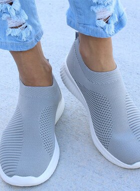 Women Flat Slip on White Shoes Woman Lightweight White Sneak