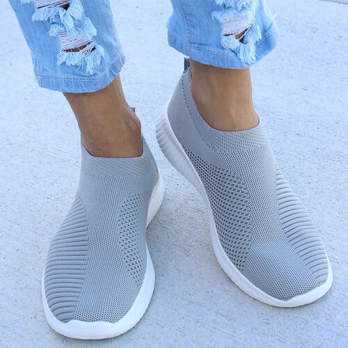 Women Flat Slip on White Shoes Woman Lightweight White Sneak