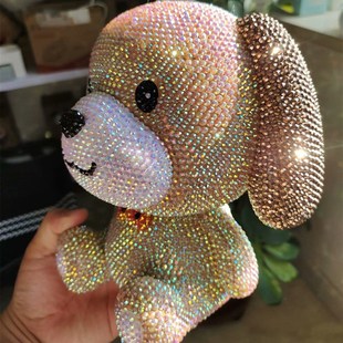 贴钻小黄狗摆件狗狗存钱罐男孩大容量大号宝宝储蓄罐创意储钱罐