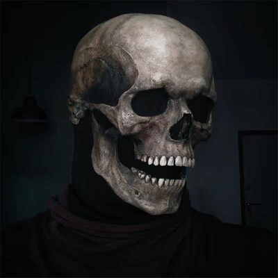 Horror 3D Full Head Skull Mask Halloween Movable Jaw Skeleto