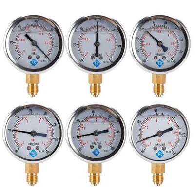 Compound Pressure Vacuum Gauge Glycerine Filled -1/10Bar &