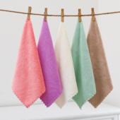 珊瑚绒小方巾手巾手帕柔软吸水素色口水巾宝宝儿童擦手巾