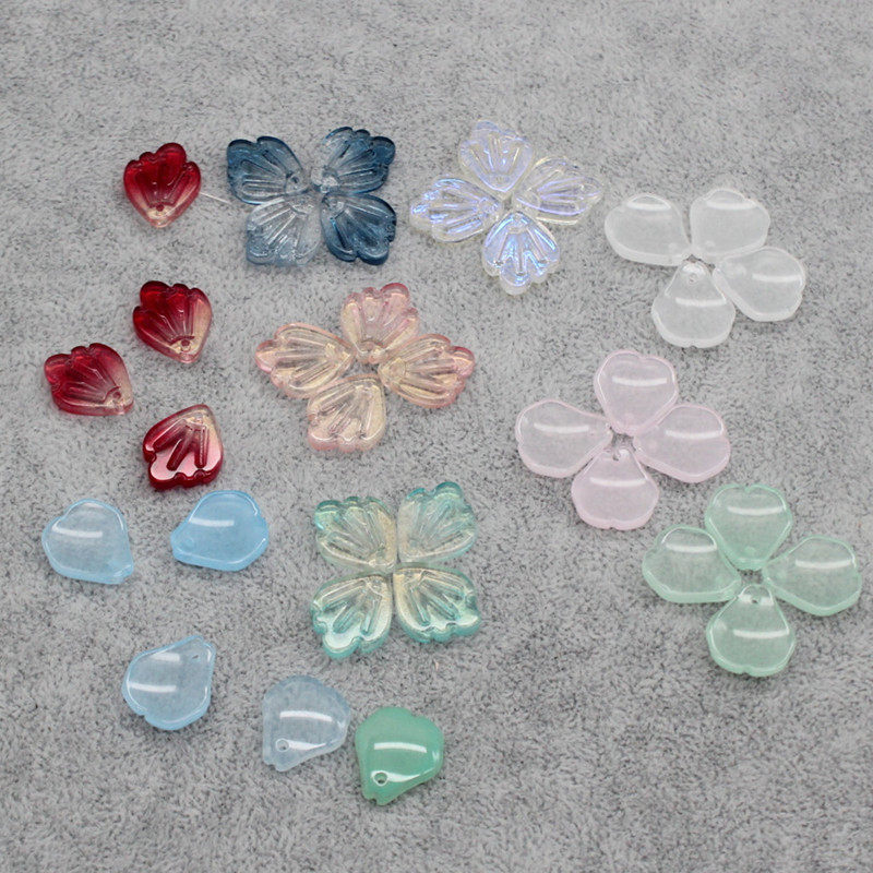 10个 簪子diy材料包秀禾古风汉服头饰捷克琉璃花瓣缠花绕线花朵配