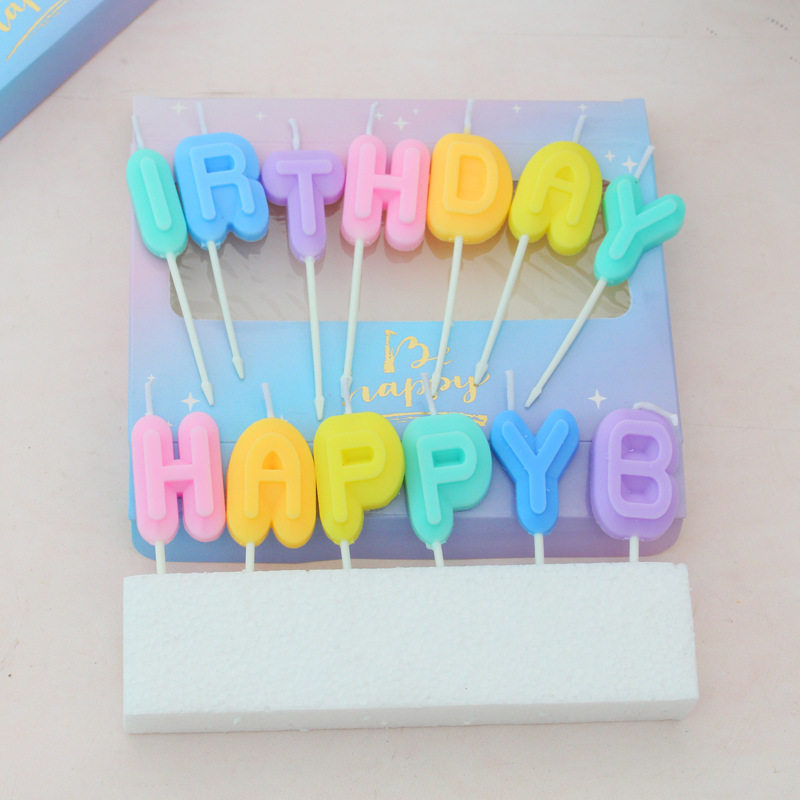 生日蛋糕蜡烛画彩点happybirthday派对蜡烛套装英文字母蜡烛