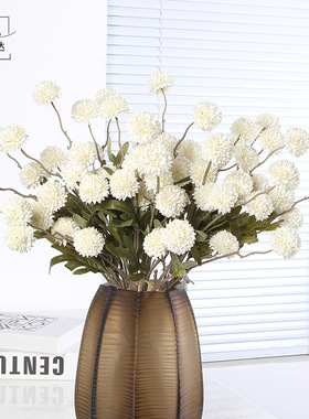 仿真花蒲公英单支5头乒乓菊小刺球假花婚庆摄影道具家居摆件装饰