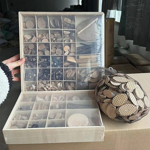 跨境ins开放性原木幼儿园积木原木片diy手工材料包益智力小木片