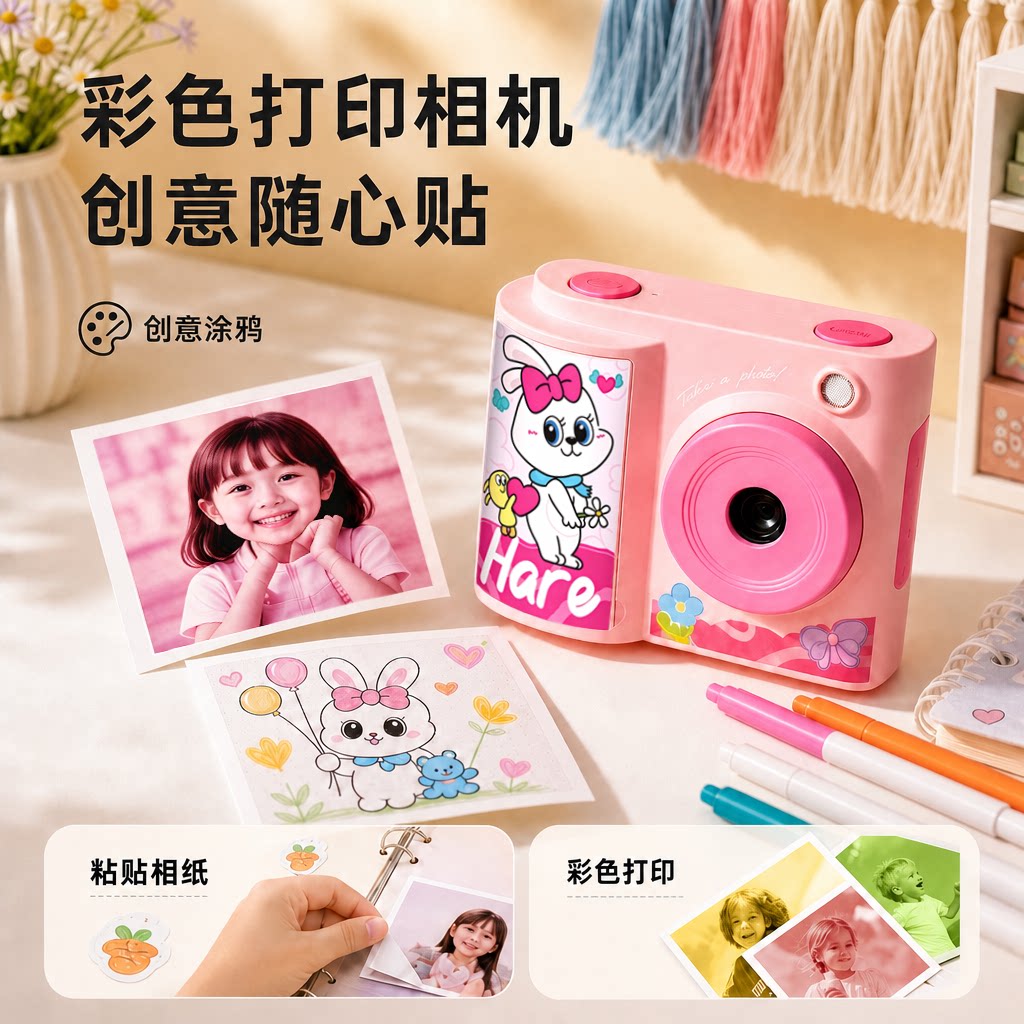 拍立得儿童照相机可拍照打印彩色照片自动直接出相片女孩生日礼物