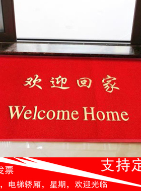 门垫定制欢迎回家红色丝圈地毯大张电梯轿厢大门尺寸进门入户地垫