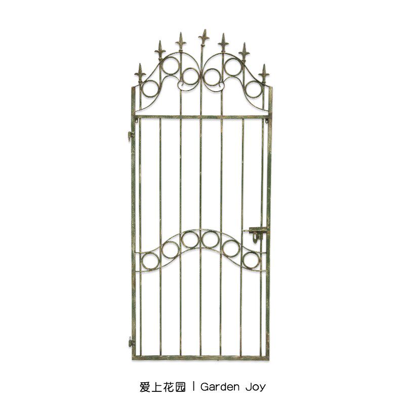 爱上花园丨花园杂货 铁艺花架爬藤做旧工艺栅栏 墨绿长矛花架铁门