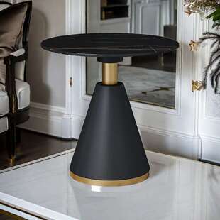 意式岩板圆形餐桌简约茶几现代样板房高端酒店商务洽谈小茶几艺术