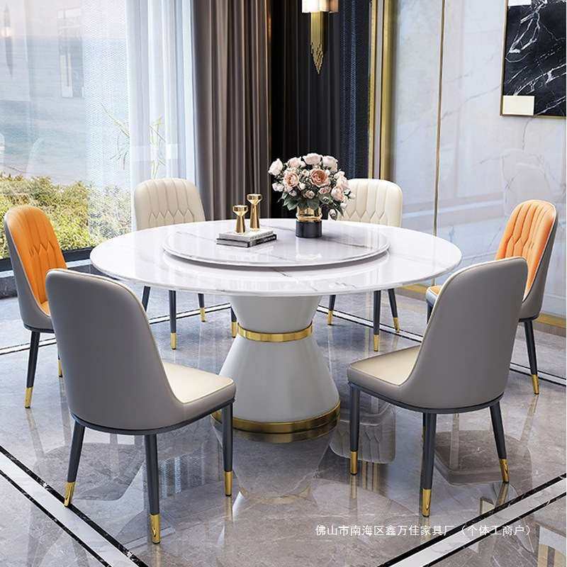 爆款轻奢岩板餐桌椅组合家用小户型岩板圆桌简约圆形带转盘饭桌子,3C数码配件,其它配件,淘宝优惠券,粉丝福利购,淘宝优惠卷