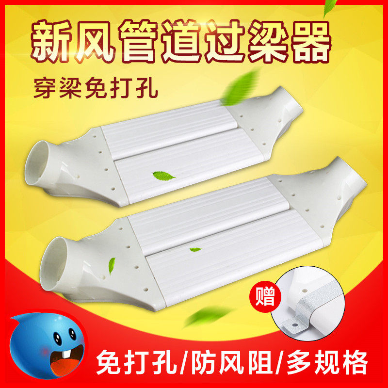 过梁器扁管pvc110新风系统横梁交叉连接器不打孔穿梁弯75/160/200