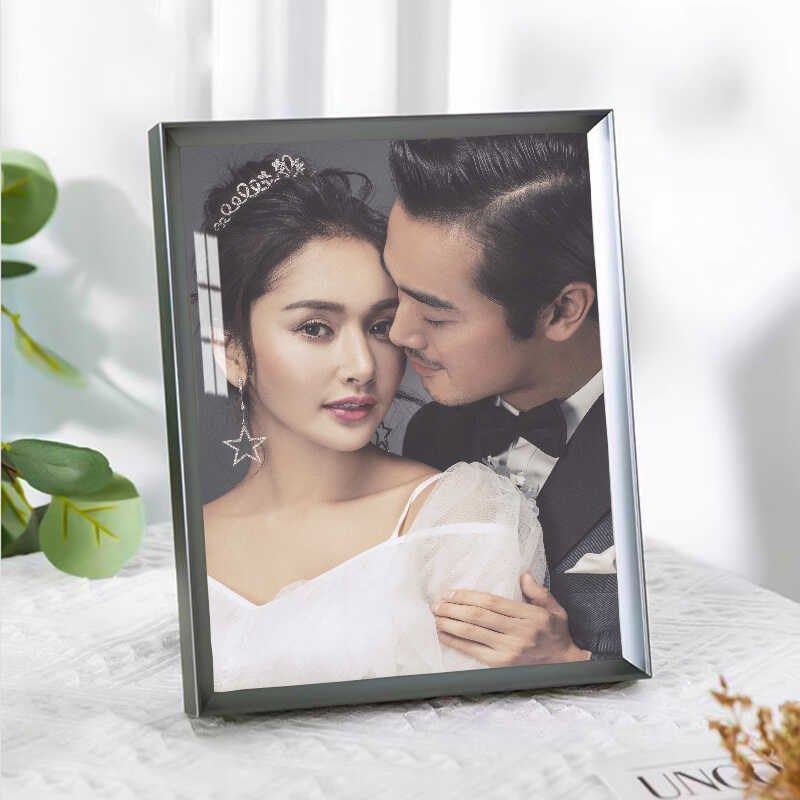 10寸摆台照片定制打印结婚纱照全家福写真水晶金属铝合金相框桌摆
