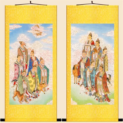 复古版水陆画 十二元辰地支生肖神像画 神将护法画像卷轴挂画定制