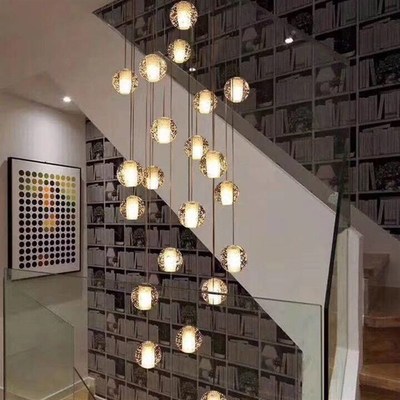 北欧简约餐厅吧台床头小吊灯创意玻璃球组合服饰店橱窗楼梯水晶灯