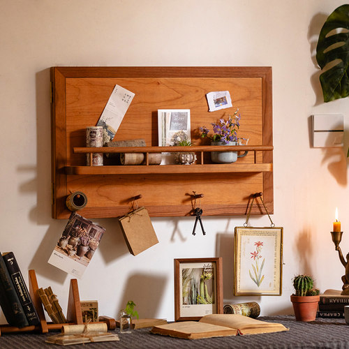 掬涵日式黑胡桃电表箱挂衣架配电遮挡中式实木置物电闸箱装饰挂钩