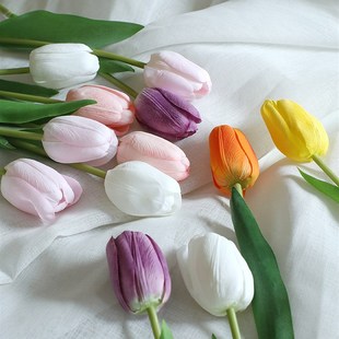 高品质保湿 郁金香仿真花束高档假花餐桌花摆花客厅插花摆件花艺