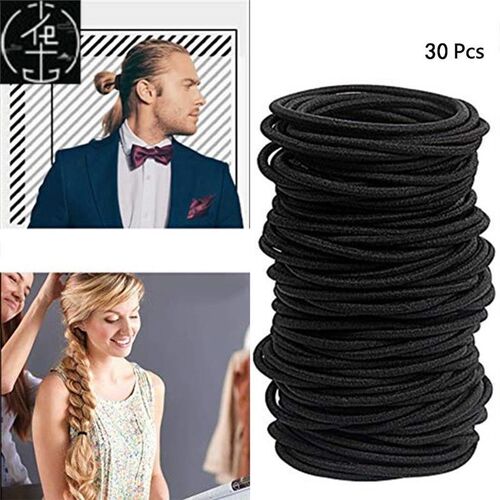 .Hot Black Elastic Hair Bands 30 pcs Hair Ties for Thick and