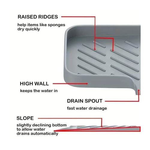 Sink Silicone Tray With drain Soap Sponge Storage Holder Cou