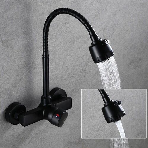 Onyzpily Free Shipping Black Brushed Kitchen Faucet Wall Mou