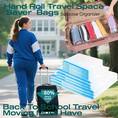 20 Pack Travel Vacuum Storage Bags Hand Roll Durable Space S