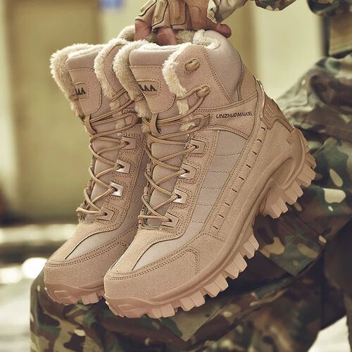 Mens Military Boot Combat Mens Ankle Boot Tactical Warm Fur