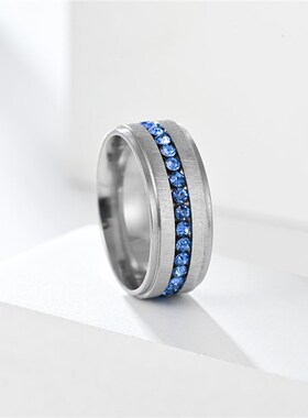 European Fashion 2025 Full Diamond Blue Diamond Mens Ring St