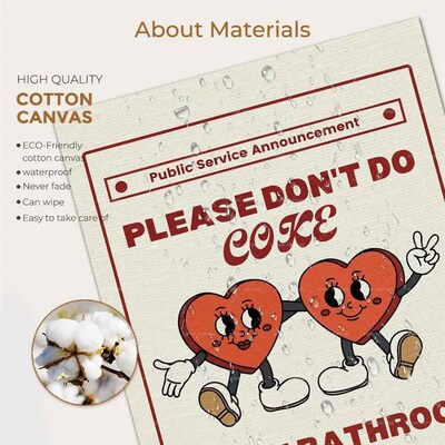 Retro Please Dont Do Coke In The Bathroom Beige Groovy Anim