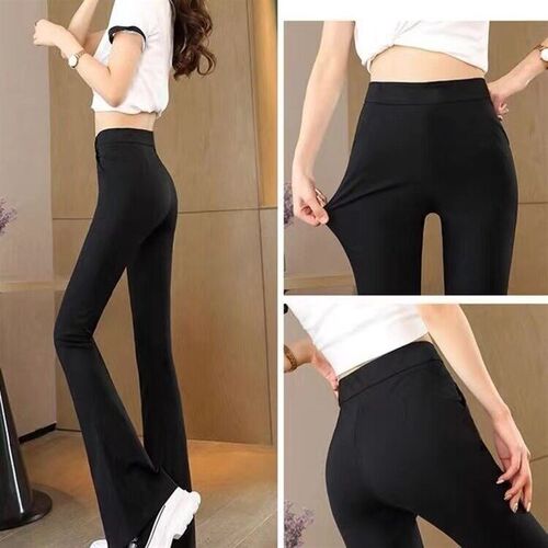 Southeast Asia, Japan And Korea Black Bell-bottom Pants For